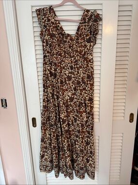House of Harlow 1960 Brown and Cream Floral Maxi Dress